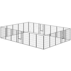 Dog Playpen for Indoor Outdoor, 24 Panels 44.5" H Puppy Playpen with Lockable Door, DIY Shape Pet Exercise Fence, Black
