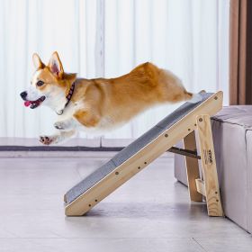 Wood Pet Stairs/Pet Steps, 2-in-1 Foldable Wooden Dog Stair For Beds, Sofa And Cars, Dog Stairs & Ramp With 3 Steps For Small Medium Large Pet, U (Option: Natural)