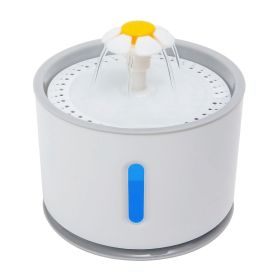 2.4L Automatic Dog Cat Water Fountain Electric LED Pet Flower Water Dispenser Ultra Silent Health Cat Waterer Auto Off Level Window (Option: GRY_UK)