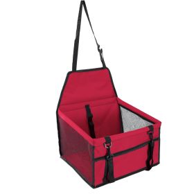 Dog Booster Car Seat Foldable Dog Booster Seat Pet Travel Carrier w/ Clip-on Safety Leash Zipper Storage Pocket for Small Medium Pets Up to 20Lbs (Option: ierRed)