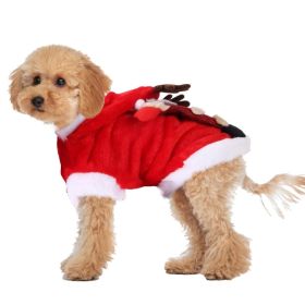 Pet Christmas Clothes Santa Claus Reindeer Antlers Costume Winter Outfit New Year Coat (Option: L)