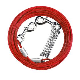 29.5FT Dog Tie Out Cable Long Dog Leash Chew Proof Lead Dog Chain with Durable Spring 360otatable Clips PVC Case for Outside Yard Caming (Option: Red_9M)