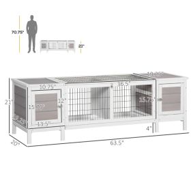Rabbit Hutch, Bunny Cage, Guinea Pig House With Pull-Out Tray, And Divided Board For Indoor, White (Option: White Gray)
