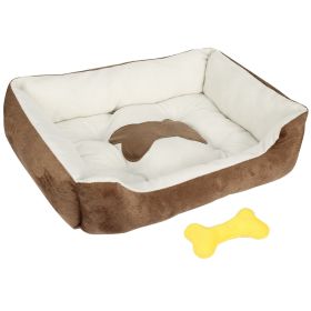 Pet Dog Bed Soft Warm Fleece Puppy Cat Bed Dog Cozy Nest Sofa Bed Cushion Mat For S/M Dog (Option: Brown_S)