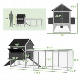 Wooden Chicken Coop For 8-10 Chickens, Backyard, GrayMultiple Packages Shipped. Please Pay Attention To The Dimensions And Weight In The Details. (Option: Gray)