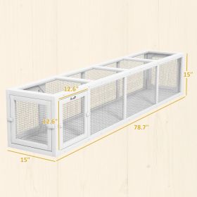 Wooden Cat Run With Weather Protection, Connecting Inside And Outside (Option: White)