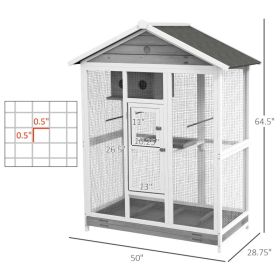 Wooden Bird Cage Aviary, Flight Cage With 4 Perches, Nest And Slide-Out Tray For Indoor Outdoor, GrayMultiple Packages Shipped. Please Pay Attent (Option: Pure White Stone Gray Black)