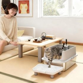 Cat Litter Box,Stainless Steel Litter Scoop (Option: Gray Silver)