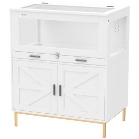 Hamster Cage with Storage Cabinet, Small Animal Cage with Pull Out Drawer and Acrylic Panels, 30" x 19.5" x 36" (Option: White-900x550x185 mm)