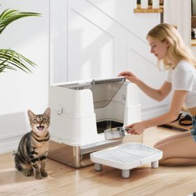 Stainless Steel Enclosed Litter Box for Cats(No shipments on weekends) (Option: default title)
