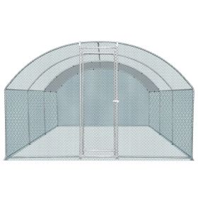 19.7x9.8x6.5ft Large Metal Chicken Coop with Run, Walk-in Poultry Cage with Waterproof Cover & Arc Roof, Heavy-Duty Galvanized Steel Ducks Rabbit (Option: default title)
