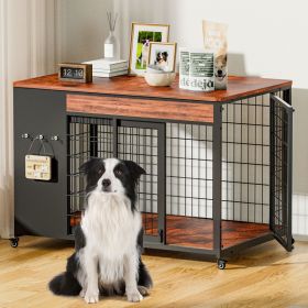 38in  Dog Crate Furniture - Dog Crate With DIY Frame, Sliding Door Indoor Kennel, Wooden Dog Cage End Table, For Medium-Large Breed, Size L (Option: 7006BROWN-38in)