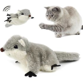 PROKEl Pet Toys, Cat Catnip Toys FlappingSquirrel, Rechargeable Touch Activated KittenToys, Lifelike Interactive Cats Toy Indoor, CatKicker Plush (Option: Grey)