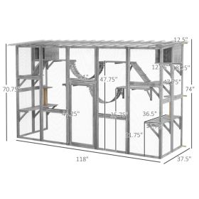 Playground Cat Window Box Outside Enclosure For Multiple Cats W Shelves & Bridges, Gray,Multiple Packages Shipped. Please Pay Attention To The Di (Option: Gray)