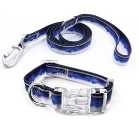 Adjustable High - quality Reflective print leash set  Durable Waterproof No - tangle Night walks Morning jogs Camping adventures Beach outings (Color: white clouds, size: M)