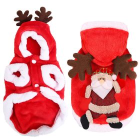Pet Christmas Clothes Santa Claus Reindeer Antlers Costume Winter Outfit New Year Coat For Small Medium Dogs Cats Available in S/M/L/XL (Option: sRed_S)