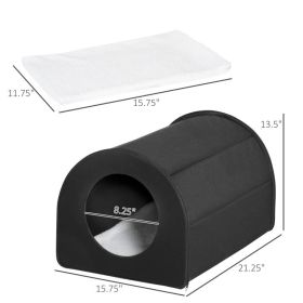 Dome Heated Cat House Portable And Waterproof Pet Shelter For Kitty In Winter, Black (Option: Black)