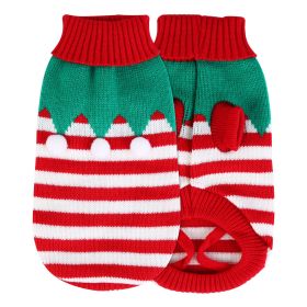 Pet Christmas Turtleneck Sweater Dog Cat Christmas Clothes Snowman Stripes Costume Winter Holiday Sweater for Small Medium Kitten Puppy Cats Dogs (Option: rball_S)